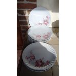 Ensemble de 10 assiettes identiques plates , motif floral vieux rose - wunsiedel royal bavaria germany ...
