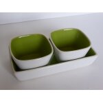 Ensemble 2 coupelles + plateau vert et blanc