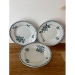 Ensemble de 3 assiettes creuses anciennes terre de fer bouquet st amand