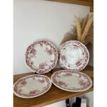 Ensemble de 3 assiettes plates et une assiette a dessert villeroy et boch valeria bordeaux