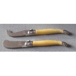 Ensemble d'un couteau a fromage et d'un couteau a beurre assortis - lame laguiole l'clair - manche jaune ...