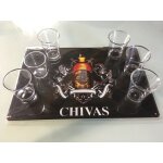 Ensemble de luxe chivas : 4 verres & presentoir chivas lumineux & presentoir verrines