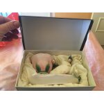 Ensemble petit d�jeuner tasse + soucoupe + cuill�re en faience en forme de rose