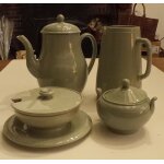 Ensemble thire, pot a lait, sucrier et confiturier wedgwood celadon etruria england