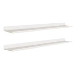 Etagere murale flottante blanche set 2 tablette metallique suspendue 110 cm, fixation invisible etagere ...
