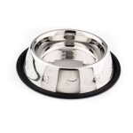 Gamelle inox pour chien ou chat avec d�cor pattes et os en relief, base antid�rapante, 25, 5 cm - zamibo ...