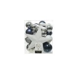 Generique - boite de 33 accessoires pour arbre de noel bleu, blanc et argente.