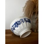 Grand bol ancien en faence fleurs bleues