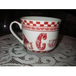 Grande tasse a hanse de marque cuisine dora papis, fantaisies: frise rectangles blanc et rouge sur le ...