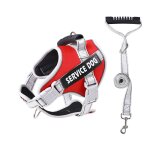 Harnais de service pour chien k9, avec etiquette d'identification e, rglable, gilet pour chien, laisse ...