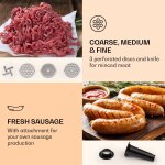 Klarstein mighty mince - hachoir  viande lectrique 500 - 1361 watts - 3 disques perfors en acier - ...