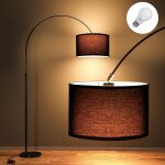 Lampadaire arc lampe sur pied classique ampoule led e27 9w 3000k incluse 33cm abat - jour noir interrupteur ...