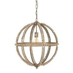 Lampe � suspension en m�tal bois de ch�ne et rotin bigbuy home
