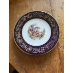 Limoges, assiette dessert, bleu de four