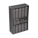 Lot de 10 bougies btons gris h 16 cm