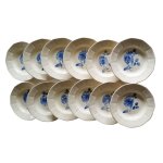 Lot de 12 assiettes creuses digoin sarreguemines motifs rose bleu