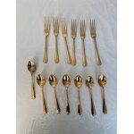 Lot de 13 couverts dor�s oxford hall - design vintage japon