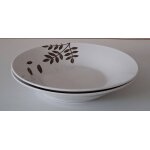 Lot de 2 assiettes creuses blanches au d�cor marron