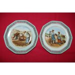 Lot de 2 assiettes a dessert ajourées, décors les moisons millet Lot de 2 assiettes a dessert ajourées, décors les moisons millet