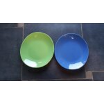 Lot de 2 assiettes a steack verte et bleue Lot de 2 assiettes a steack verte et bleue