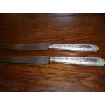 Lot de 2 couteaux a dessert ou a fromage en mtal argent a dcor de fleurs