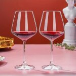 Lot de 2 grands verres a vin a pied en verre souffl a la main