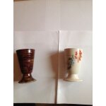 Lot de 2 mugs en grs vintage marron et blanc cass avec des fleurs + 1 mug de voyage en fibre de bambou ...
