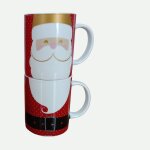 Lot de 2 mugs pere noel. ceramique. 10 cm