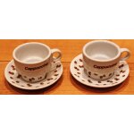 Lot 2 tasses capuccino + soucoupes - motif grains de caf�