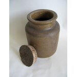 Lot 3 petits pots en gr�s - moutardiers - condiments - confitures - hauteur 12 cm diam�tre 10 cm