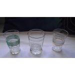 Lot de 3 verres anciens 20i�me si�cle vintage 1 liseret or et bande verre d�polie couleur verte. 1 bande ...