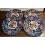Lot de 4 assiettes emaux de louvière - roses Lot de 4 assiettes emaux de louvière - roses
