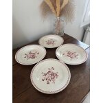 Lot de 4 assiettes plates motif fleuri st amand
