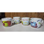 Lot de 4 mugs c�ramique silea motifs animaux (chat / chien)