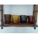 Lot de 4 petits pots terre cuite peints et vernis fait main jardin ou cuisine