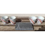 Lot 4 tasses c�ramique lignes m�tro et supports ardoise paris tour eiffel