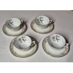 Lot de 4 tasses et soucoupes vintage fd chauvigny porcelaine fran�aise sous tasses