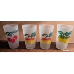 Lot de 4 verres a orangeade givr�s vintage + carafe
