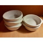 Lot de 5 coupelles blanches en c�ramique avec poign�es neuves