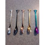Lot de 5 cuill�res a dessert multicolore