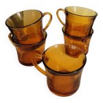 Lot de 5 tasses caf duralex ambr orange Lot de 5 tasses caf duralex ambr orange