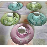 Lot 5 tasses sous tasses a caf� et assiettes dessert genevi�ve lethu
