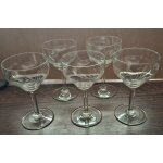 Lot de 5 verres a pied en cristallin grav�s vintage