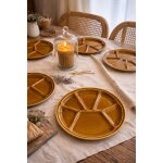 Lot de 6 assiettes vintage a compartiments beige gr�ge ¿ ap�ritif, fruits de mer, ann�es 70