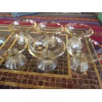Lot de 6 coupes a glace carte d'or en verre assez lourd irises dores