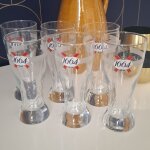 Lot de 6 verres a bi�re 1664, diam�tre 7 cm, hauteur 17, 5 cm, tr�s bon etat