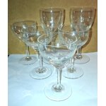 Lot de 6 verres a pied en cristallin grav�s vintage