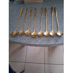 Lot de 8 grandes cuillres mazagran dor grav