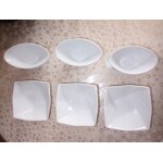 Lot de 9 ramequins blancs 3 carrés et 6 ovales Lot de 9 ramequins blancs 3 carrés et 6 ovales