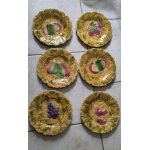 Lot d'assiettes a dessert sarreguemines en faence de france a motifs fruitiers cerises raisin pommes ...
